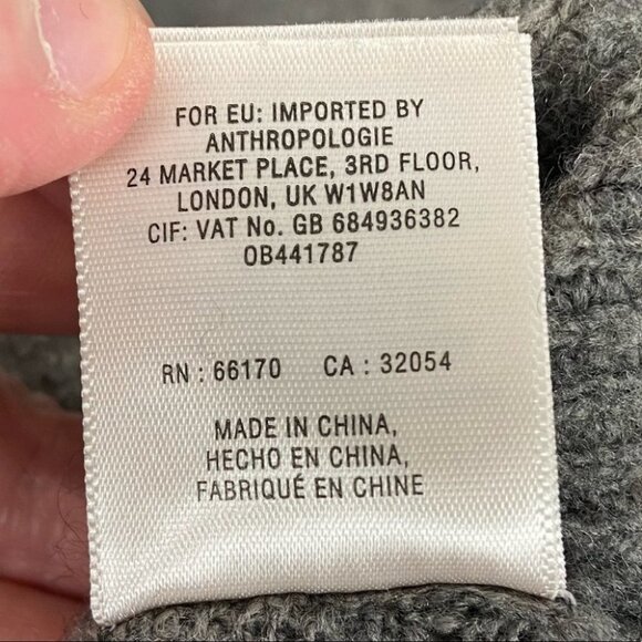 Anthropologie Alpaca Wool Boulders Grey V-Neck Knit Sweater Size XS Bohemian Top - Picture 7 of 13